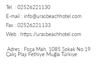 Uras Beach Hotel iletiim bilgileri